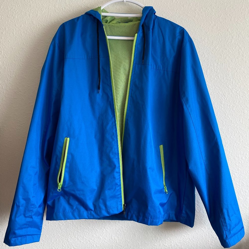 Retro Blue and Green Windbreaker